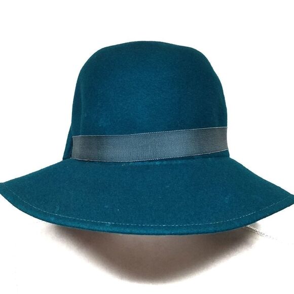 𝅺VTG 50s Peachfeld Wool Turquoise Feather Fedora - Picture 5 of 8